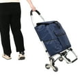 thumbnail image 2 of 40L Heavy Duty Stair-Climbing Foldable Shopping Cart for Laundry, Groceries, Travel, Beach - 2 Stainless Steel Triangular Wheels (6 Wheels), Oxford Waterproof Liner, Multi Pockets, Blue, 2 of 9