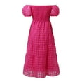 thumbnail image 6 of Riforla Women's off The Shoulder Dress Short Puff Sleeve Casual A Line Ruffle Summer Dresses Linen Dresses for Women Casual Summer Hot Pink XL, 6 of 6