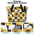 thumbnail image 2 of Tote Bag for Women - Checke Sunflower Shoulder Bag - Large Utility Work Duffle Bag with Zipper Handbag for Travel, Work, Sprots, 2 of 5