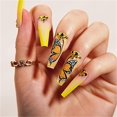 thumbnail image 1 of Uñas postizas TANGJMXG cuadradas largas reutilizables con diamantes de imitación de mariposa de neón semitransparentes, 1 of 5