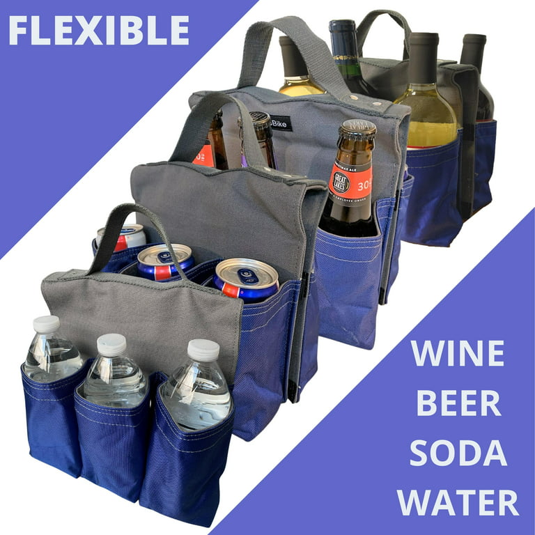 Bicycle Beer Holder - 6 Pack Beer Carrier- Six Pack Tote - Water Bottle Bike Holder Bike Bottle Holder, Blue