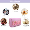 thumbnail image 3 of Bolsa de maquillaje con letras grandes de Preppy Patch, de piel sintética con letras de fieltro, resistente al agua y portátil, 3 of 5