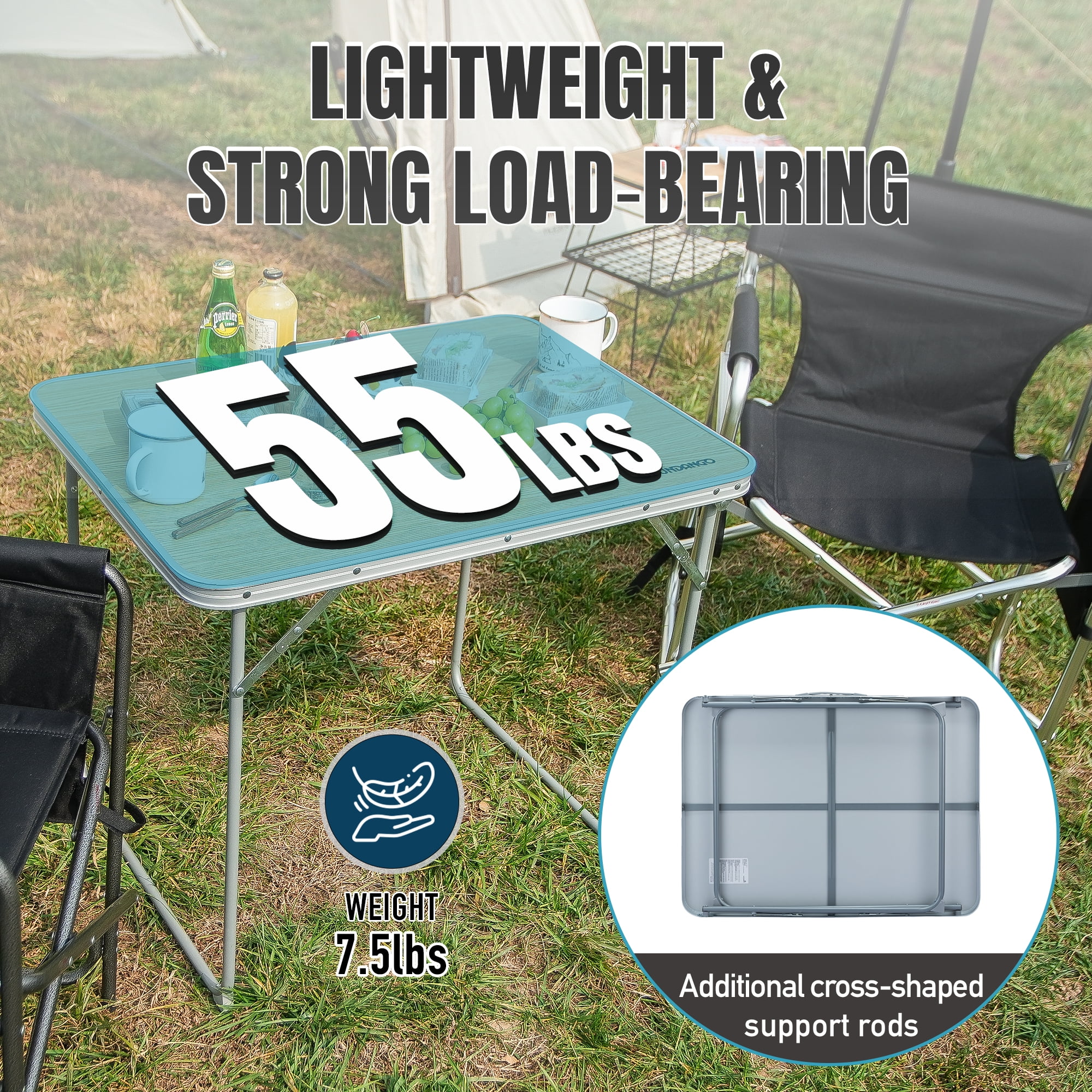 FUNDANGO Yellow Camping Folded Card Table 2.4ft Small Folding Card Table 7.5lbs Ultra Lightweight Portable Card Table for Travel Camping, Outdoor Folding Table, 31.5"*23.6"*26.8", Yellow