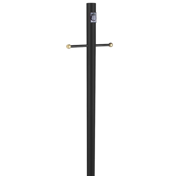Black Traditional Outdoor Lamp Post with Cross Arm and Outlet, Weather-Resistant, 80 In. x 3 In., Direct Burial