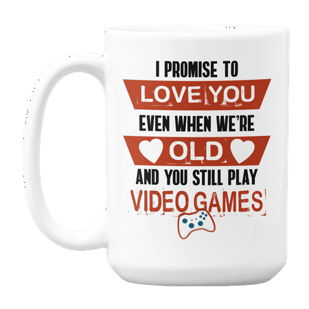 

I Promise to Love You Coffee & Tea Gift Mug for Gamer Husband Wife or Couple (15oz)