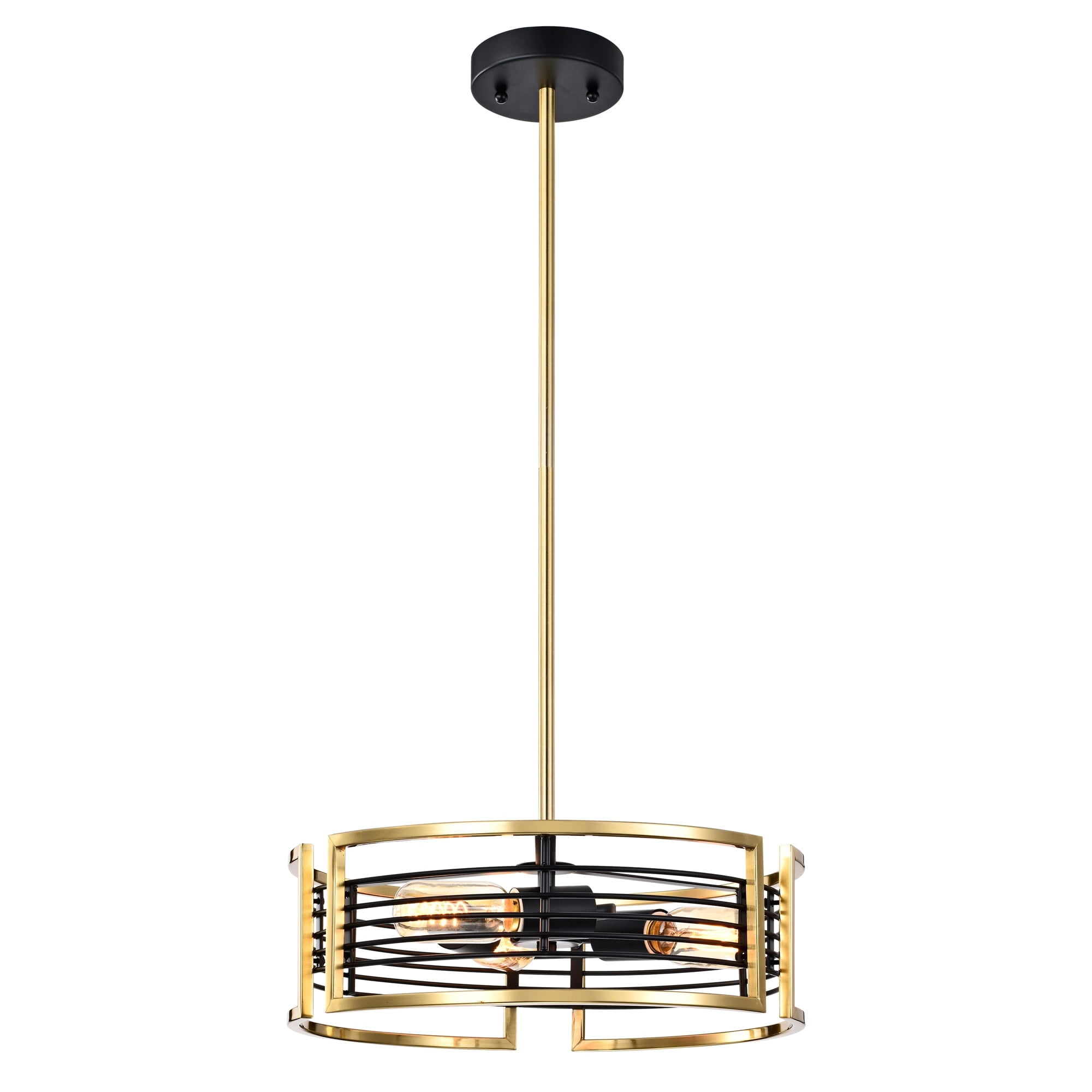 Milly 15 in. 3-Light Indoor Brass and Matte Black Finish Chandelier with Light Kit