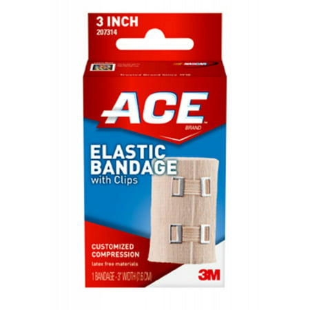 ACE Brand Elastic Bandage with Clips, 3 in., Beige,
