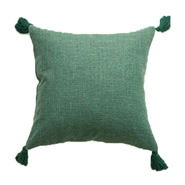 Funda de almohada de lino japonés,funda de cojín con borla,funda de almohada decorativa suave con cremallera para sofá,cama,sala de estar y decoración del hogar.