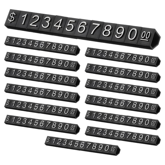 14Set Price Display Cube, Price Tag Stand Removable Mini Tag for Jewelry Retail Shop(Black/Silver, 3.1" Length)