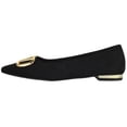 thumbnail image 2 of Berness Women’s Pointed Toe Flats – Gold Buckle Ballet Flats, Slip-On Low Heel Dress Shoes, Elegant Comfortable Work Office Shoes CLAUDEAN Black Suede 6.5, 2 of 5