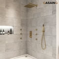 thumbnail image 2 of CASAINC Luxury Thermostatic 2-Spray Patterns 12 in. Flush Wall Mount Rainfall Dual Shower Heads with 6-Jets in Brushed Gold, 2 of 10