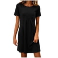 thumbnail image 3 of Byworldtasic Women's 2026 T Shirt Dress Summer Casual Flowy Short Sleeve Ruched Waistline Round Neck Going Out Dress, 3 of 7