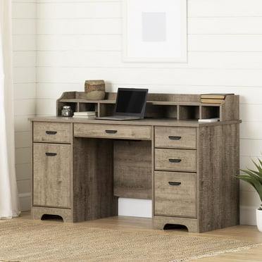 South Shore Versa Computer Office Desk with Power Bar Gray Maple