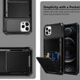 thumbnail image 6 of Compatible with iPhone 12 Pro Max Case 5G Wallet 4-Card ID Slot Credit Card Holder Flip Hidden Pocket Dual Layer Hybrid TPU Bumper Armor Protective Hard Shell Back Cover Black, 6 of 6