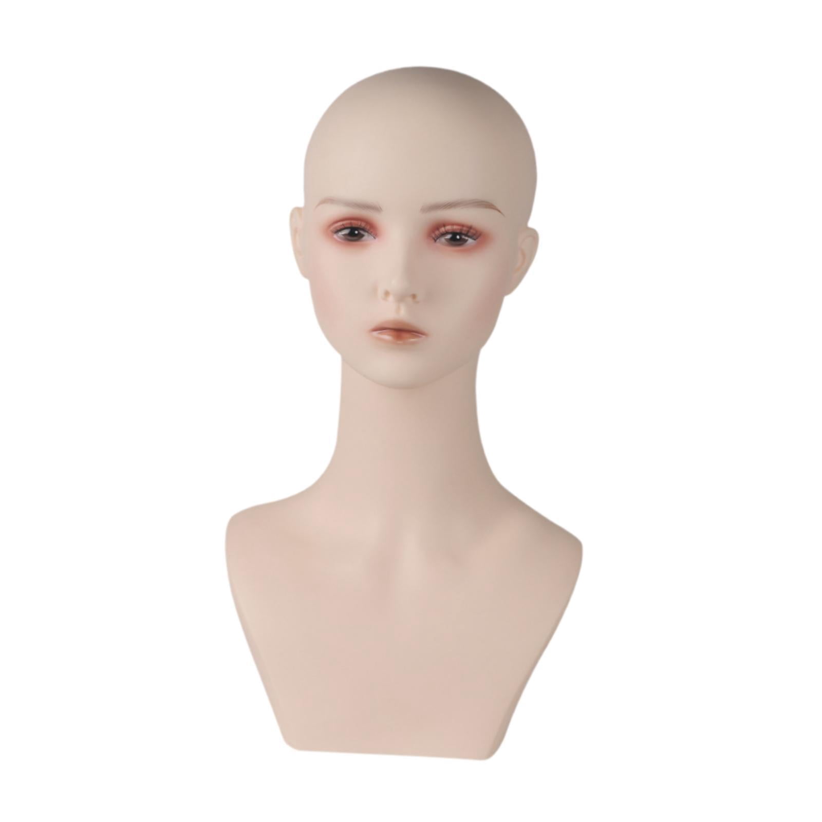 TOOYFUL Female Bald Mannequin Head Training Head Professional Holder Manikin Display Stand for Cap Hat Making and Display