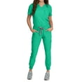 thumbnail image 3 of Medgear Fleur Women's Stretch Scrub Set with Zip Pocket Top and Jogger Pants, Spearmint, XX-Small, 3 of 3