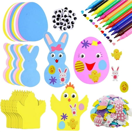 Easter Kids' Felt Craft Kits DIY Easter Foam Stickers Set Kids Boys Girls Easter Basket Stuffers