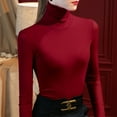 thumbnail image 2 of FAIWAD Women's Basic Long Sleeve Crop Tops Turtleneck Slim Stretch Casual Lightweight Underwear Tops, 2 of 3