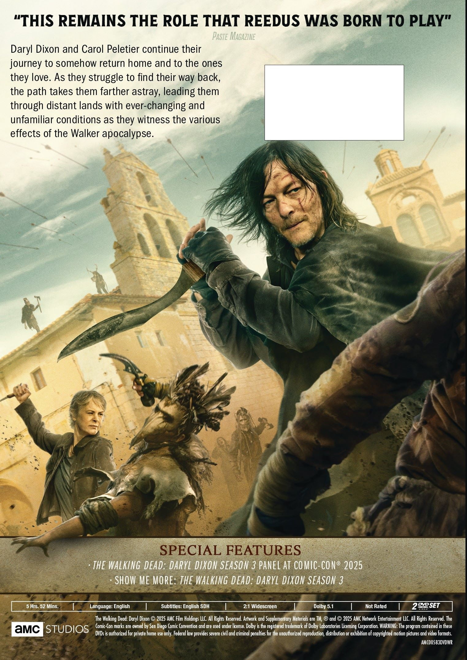 Walking Dead: Daryl Dixon - Season 3 (DVD) AMC, Action, Horror