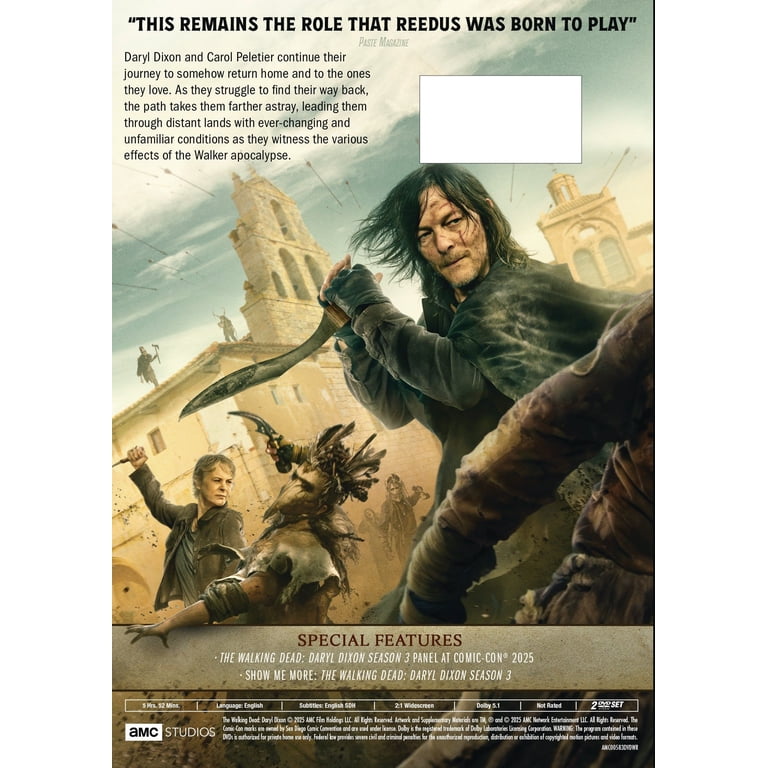 Walking Dead: Daryl Dixon - Season 3 (DVD) AMC, Action, Horror
