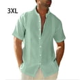 thumbnail image 5 of Sonducket Camisa de hombre Casual manga corta transpirable botón abajo Color sólido moda viajes citas camisas ropa Camisetas Verde 3XL, 5 of 5