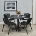 thumbnail image 2 of Regency Kobe 30 in. Round X-Base Breakroom Table- Grey, 4 M Stack Chairs- Black, 2 of 8