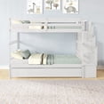 thumbnail image 2 of Twin Size Solid Wood Platform Bed Frame with Stairway Storage Function in White Color, 2 of 14