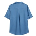 thumbnail image 5 of Aueoeo Women's Lapel Collar Short Sleeve Shirts with Pointed Collar – Tunic Tops with Roll-Up Sleeves for Summer and Everyday Wear (S–Xxl),Sky Blue,S, 5 of 6