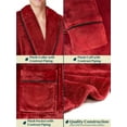 thumbnail image 6 of PAVILIA Mens Soft Robe, Plush Warm Bathrobe for Men, Long Spa Robe with Shawl Collar, Pockets, Trim Piping (Wine), 6 of 9