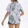 thumbnail image 3 of JURANMO Ladies Hawaiian Button Down Shirts Casual Short Sleeve Lapel Summer Blouse Fashion Floral Tropical Print Tunic Tops Purple XXXL Prime Day Sales, 3 of 5