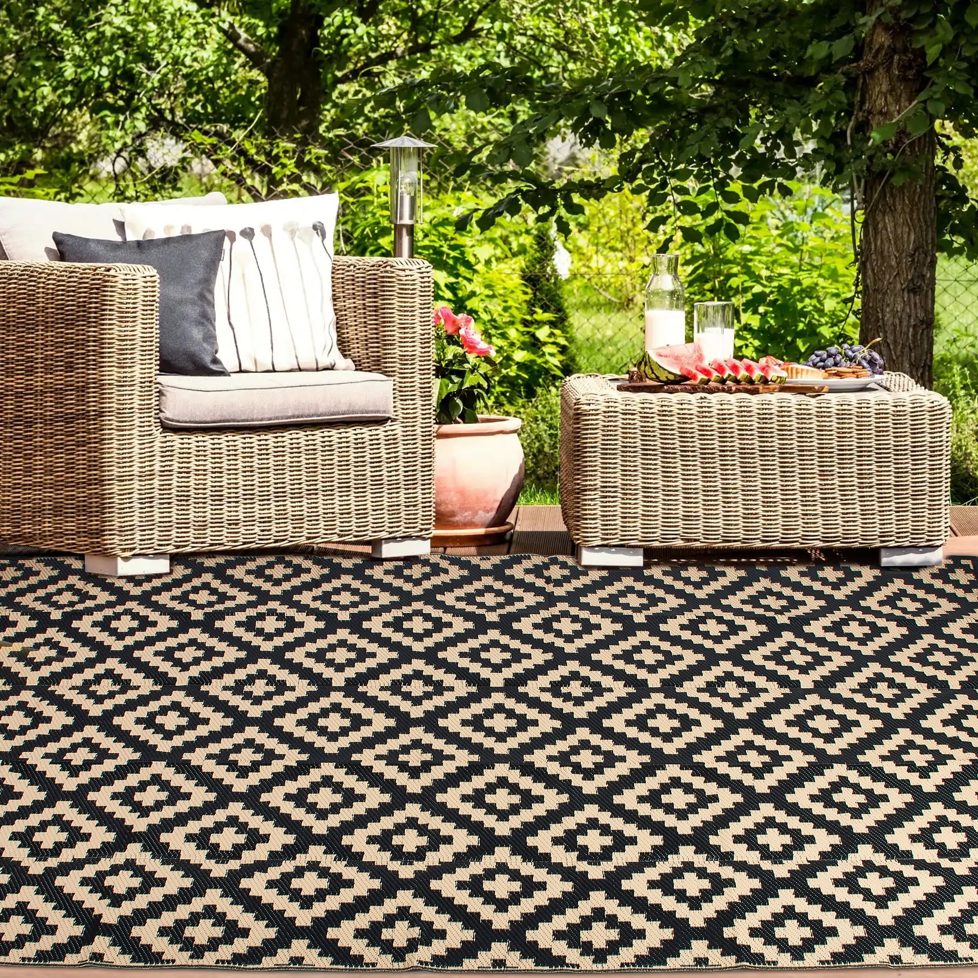 Flngr Outdoor Rug,6'x 9'Outdoor Plastic Straw Rug, Waterproof Outdoor Patio Rug for Picnic,Camper,Balcony,Porch
