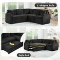 thumbnail image 4 of Modular Sectional Sleeper Sofa with Pull Out Bed, 82" Convertible L-Shaped Couch with Storage Seat, 5 Seat Chenille Cloud Couch for Living Room, Black, 4 of 9