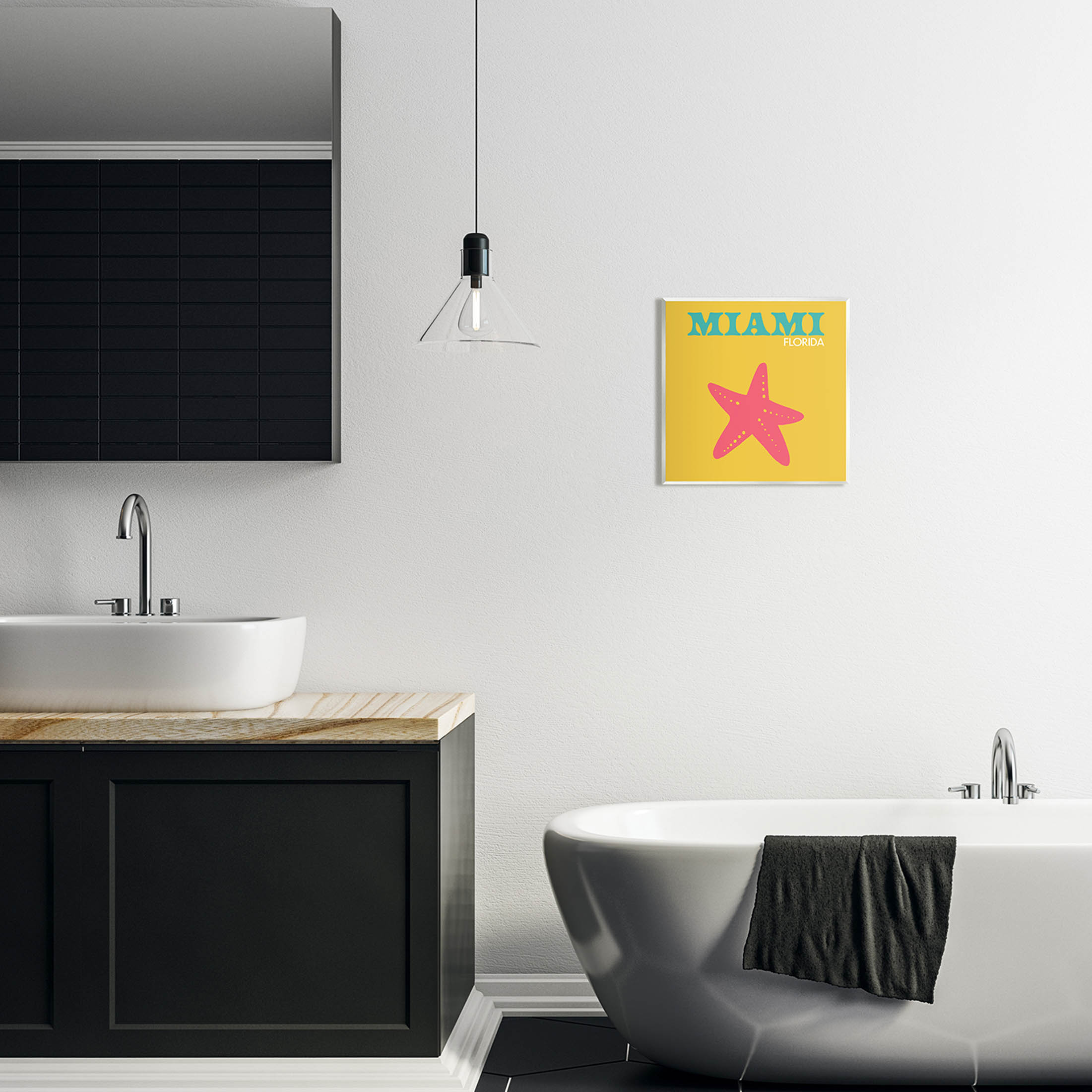 Stupell Industries Vivid Miami Starfish Silhouette Graphic Art Unframed Art Print Wall Art, Design by The Saturday Evening Post
