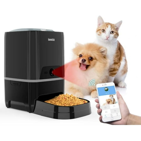 Automatic Pet Feeder with Camera, 6L App Control Smart Food Dispenser, Remote Feeding, 2-Way Audio, Voice Remind, Video Record, 6 Meals a Day for Medium Large Cats Dogs, Compatible with Alexa