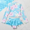 thumbnail image 3 of Aosijia Kids Girls 2-Piece Bikini Set Long Sleeve Tops and Ruffles Shorts Swimsuit Swimwear Bathing Suit Set for 8-12 Years, 3 of 7