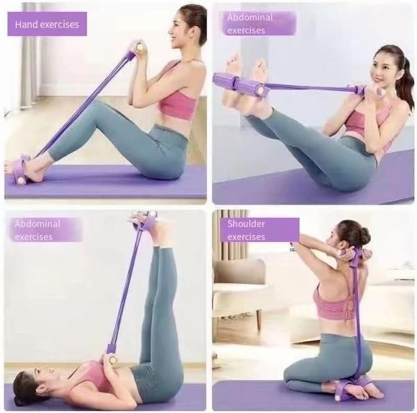 21 Fitness Resistance Bands-4 Tube Pedal Ankle Puller, 2025 Upgraded Stirrup Puller for Exercise, Foot Pedal Resistance Band for Arm Weights Exercise Equipment
