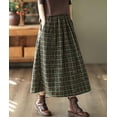 thumbnail image 3 of Women Plaid Skirt with Pockets Midi Length Vintage A Line Skirts (Green L), 3 of 6