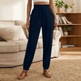 thumbnail image 4 of Gamivast Linen High Waisted Pants for Women Paperbag Elastic Waist Dstring Casual Pants Tapered Leg Lounge Pants Pockets Summer Solid Loose Fit Daily, 4 of 6