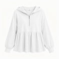 thumbnail image 4 of Lutiedan Womens Peplum Hoodies Half Zip Lantern Long Sleeve Baggy Sweatshirts Ruffle Hem Casual Hooded Pullover Tops S-3XL,White, 4 of 6