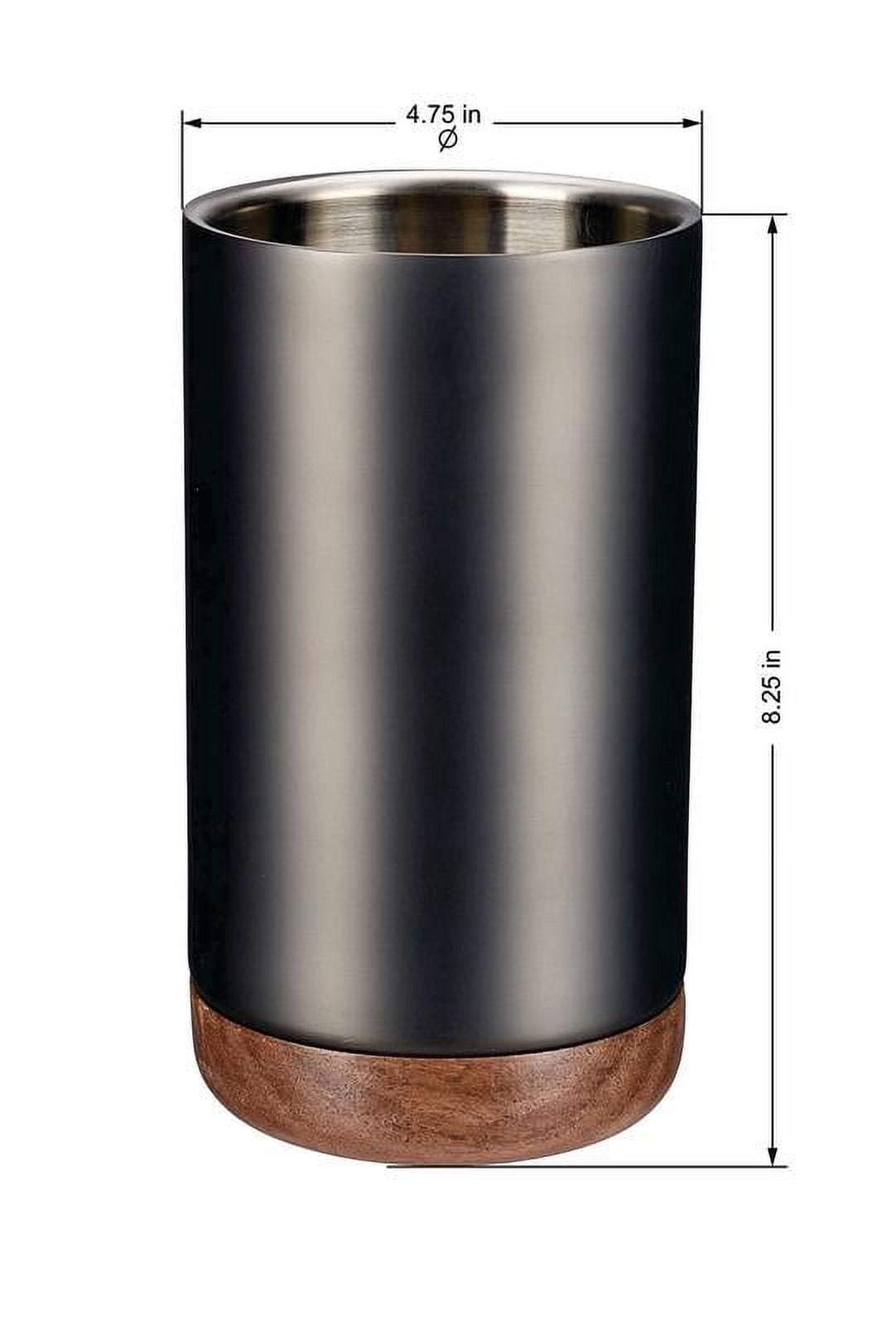 (2 pack) Better Homes & Gardens Double Walled Stainless Steel Wine Chiller with Acacia Wood base, Gun Metal
