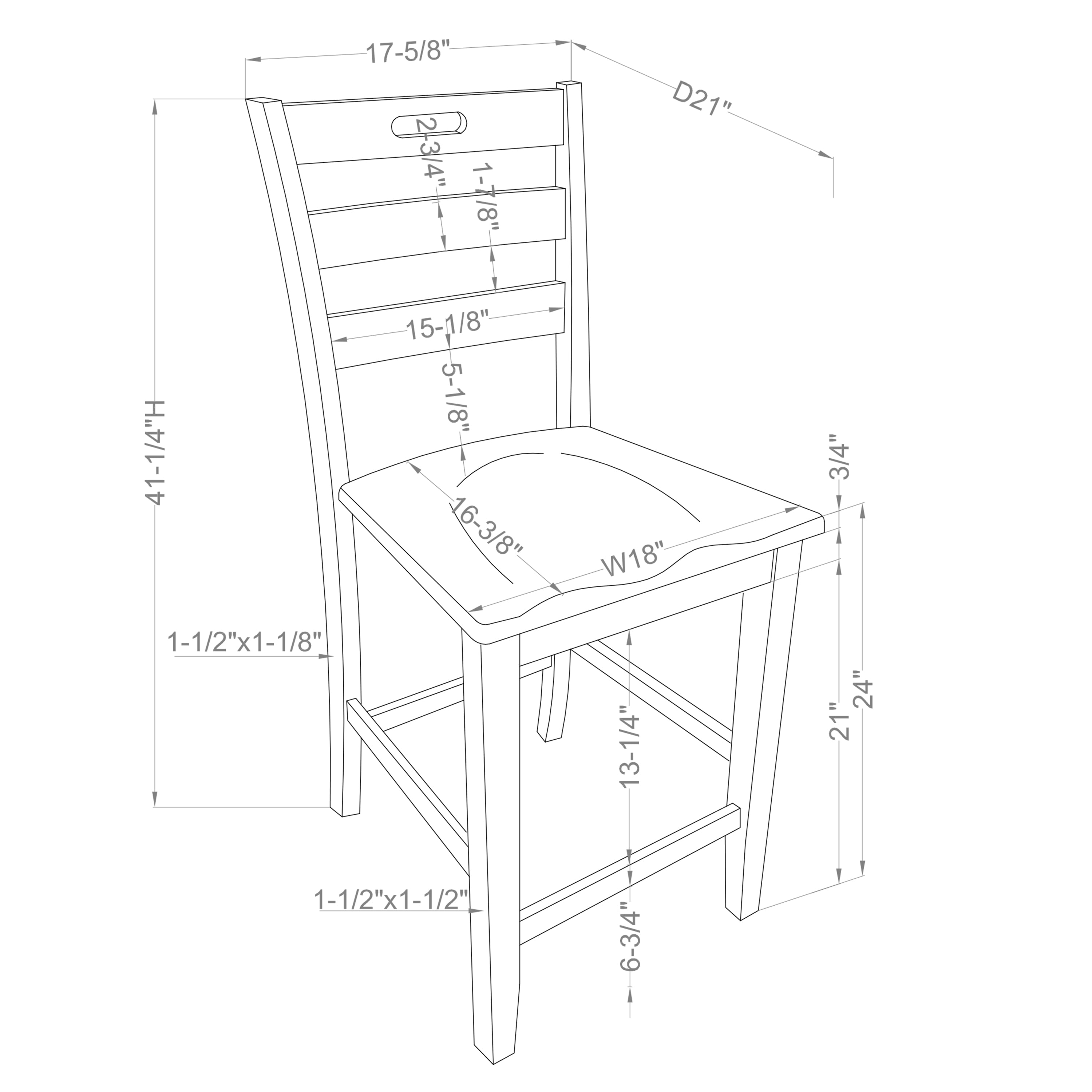 Furniture of America Moira Ladder Back Wood Antique Gray Counter Height Chairs (Set of 2)