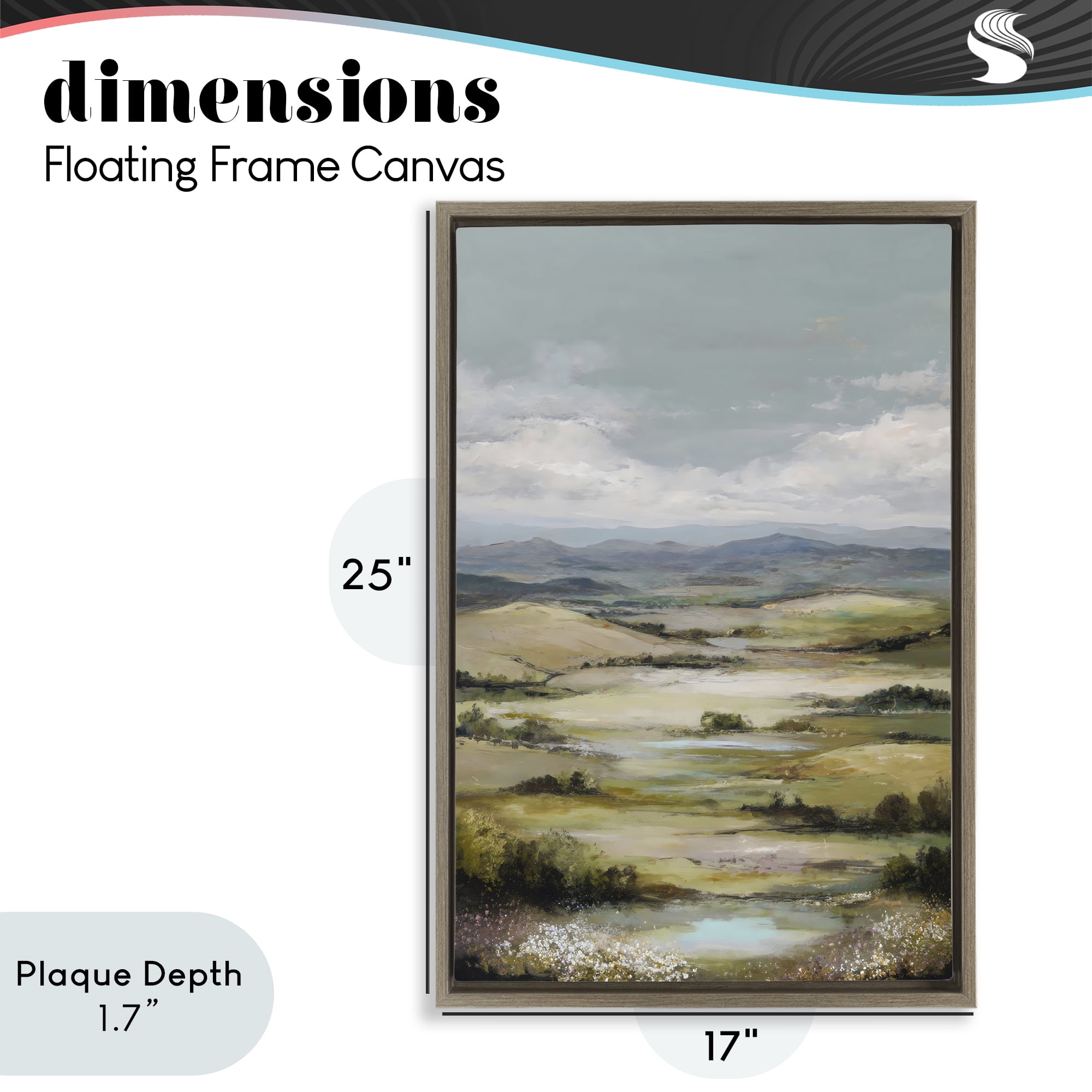 Stupell Industries Rolling Mountain Meadows Brown Framed Floater Canvas Wall Art, design by Petal Prints Design