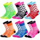 thumbnail image 4 of Calcetines deportivos de ciclismo que absorben los calcetines transpirables de puntos a rayas para hombres y mujeres, 4 of 8