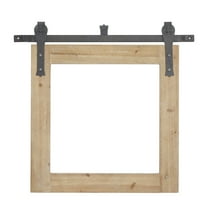 DecMode 30" x 27" Brown Wall Mirror with Metal Hanging Rod