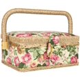 thumbnail image 1 of Household Fabric Craft Handmade Sewing Basket Thread Needle Storage Box Organizer Sewing Kit Storage Box with Removable Tray(Garden rose), 1 of 5