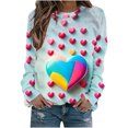 thumbnail image 1 of VALMASS Chandails en Molleton de la Saint-Valentin pour Femmes Manches Longues Imprimé Cœur Hauts Décontractés Col Rond Blouses d'Extérieur (2TG, Bleu Clair), 1 of 3