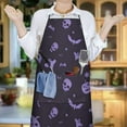 thumbnail image 5 of Purple Halloween Ghosts Skulls and Bats Apron-Garden Aprons for Women with Pockets-Cotton Linen Waterproof Kitchen Cooking Gardening Aprons Adjustable for Kitchen,Cooking,BBQ and Salon 33"x27", 5 of 7