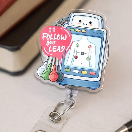 Cardiac CCU Cardiology Badge Reel – Med Surg Step Down Retractable ID Holder, ICU Tele Tech Nursing Assistant Badge Clip