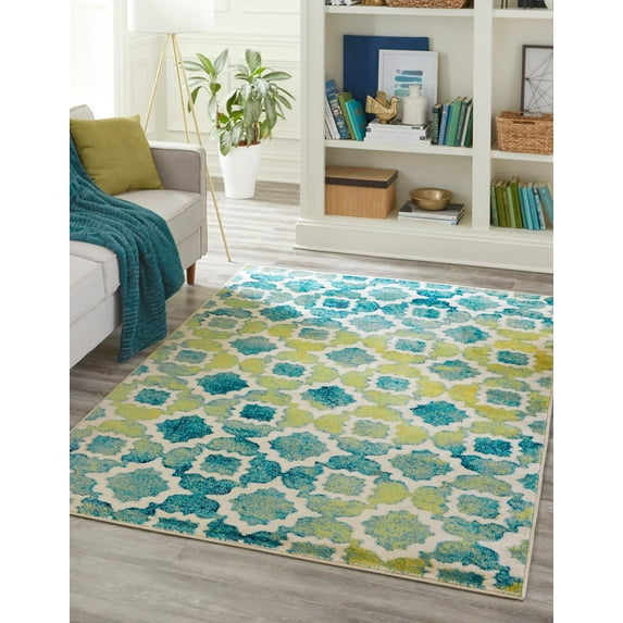 Rugs.com Azalea Collection Rug – 9' x 12' Blue Medium Rug Perfect For Living Rooms, Large Dining Rooms, Open Floorplans