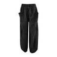 thumbnail image 4 of Women's High Waisted Linen Pants, Bohemian Style Wide Leg Casual Trousers with Pockets, Flowy Beach Vacation Outfits for Summer Travel and Daily Wear Black M, 4 of 8